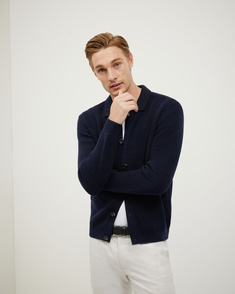 Tonal Stripe Button Down Knit, , hi-res